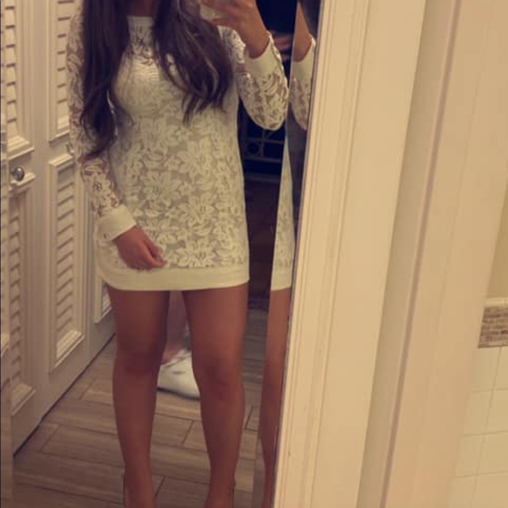 White lace mini dress